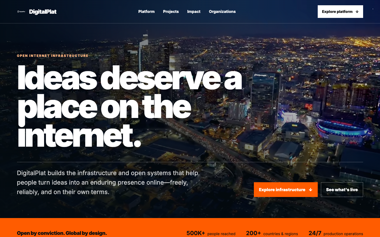 Screenshot of the DigitalPlat website homepage
